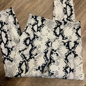 Navy blue and gray snake skin leggings